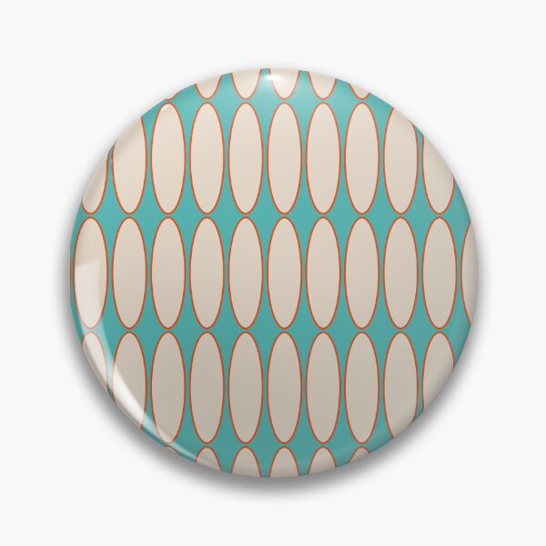 Item preview, Mid Century Modern Geometric Ovalia Pattern in Turquoise Orange Beige designed and sold by kierkegaard.