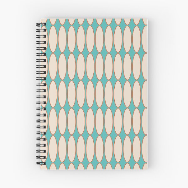 Item preview, Mid Century Modern Geometric Ovalia Pattern in Turquoise Orange Beige designed and sold by kierkegaard.