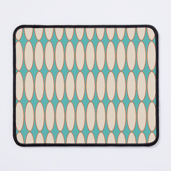 Item preview, Mid Century Modern Geometric Ovalia Pattern in Turquoise Orange Beige designed and sold by kierkegaard.
