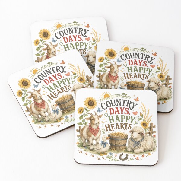 Item preview, Cute Farm Animals Sunflower Rustic Farmhouse Country Days Happy Hearts Art designed and sold by inkoutninja.