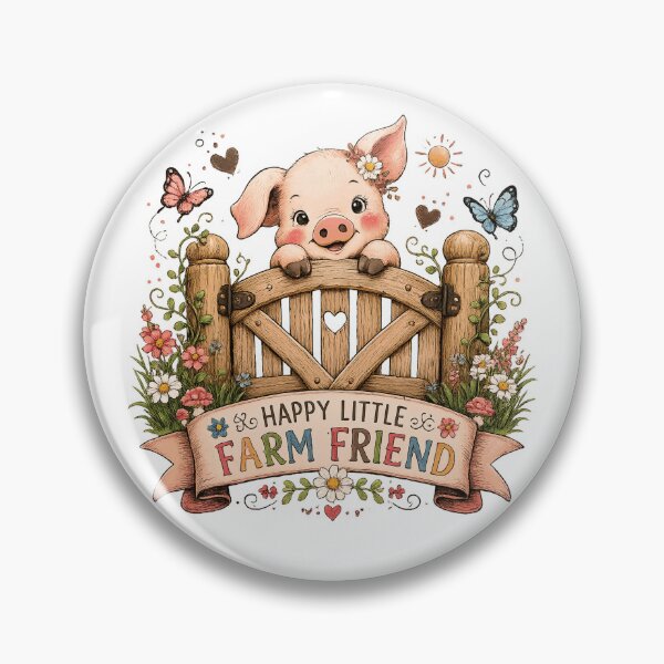 Item preview, Cute Baby Pig Happy Little Farm Friend Floral Cottagecore Farmhouse Art designed and sold by inkoutninja.