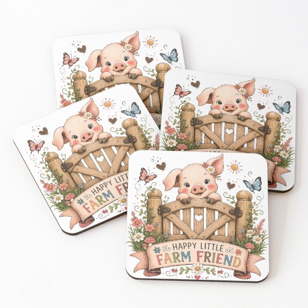 Item preview, Cute Baby Pig Happy Little Farm Friend Floral Cottagecore Farmhouse Art designed and sold by inkoutninja.