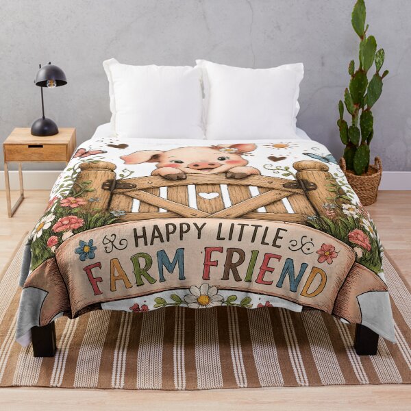 Item preview, Cute Baby Pig Happy Little Farm Friend Floral Cottagecore Farmhouse Art designed and sold by inkoutninja.