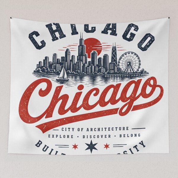 Item preview, Chicago City of Architecture Vintage Skyline Design designed and sold by castillomiami.