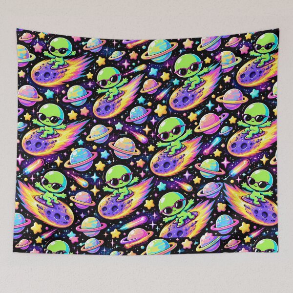 Item preview, Cool Alien Surfing Flaming Asteroid in Space designed and sold by Thai Vibe Studio.