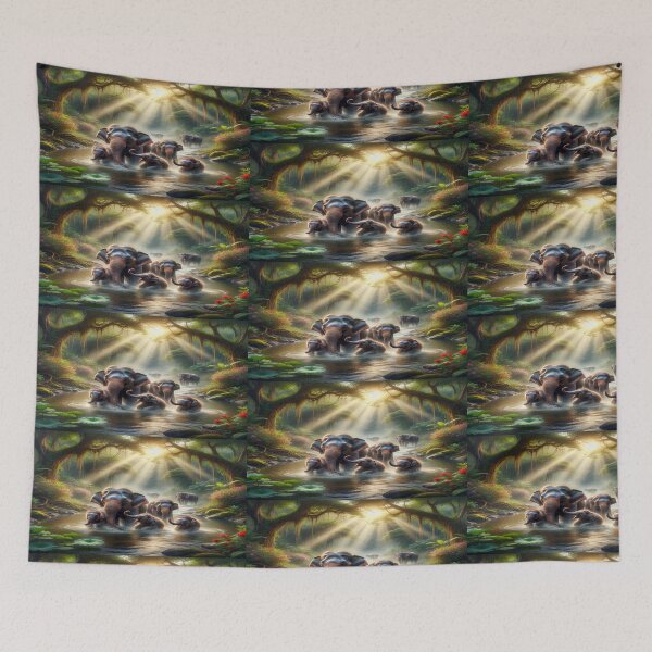 Item preview, Elephants in a Serene Forest Scene  designed and sold by ProofChalice721.