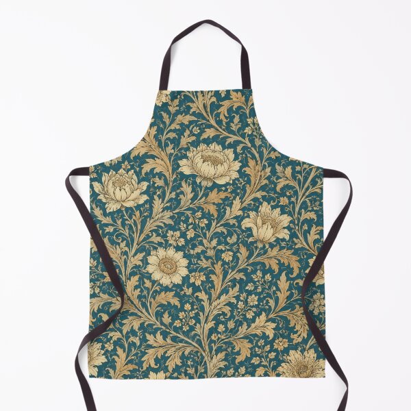Item preview, Vintage William Morris Inspired Floral Tapestry Pattern - Antique Teal & Gold designed and sold by RescueHeart10.