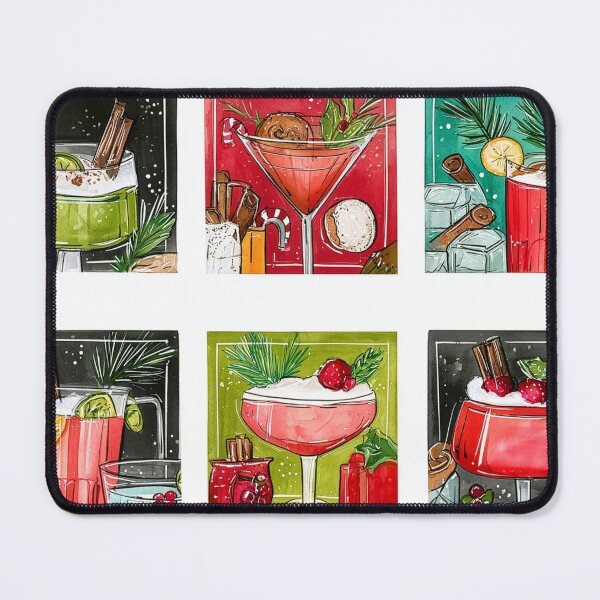 Item preview, Festive Holiday Cocktails in Colorful Glasses with Fresh Herbs, Aromatic Spices, and Seasonal Charm designed and sold by OlfactoART Studio.
