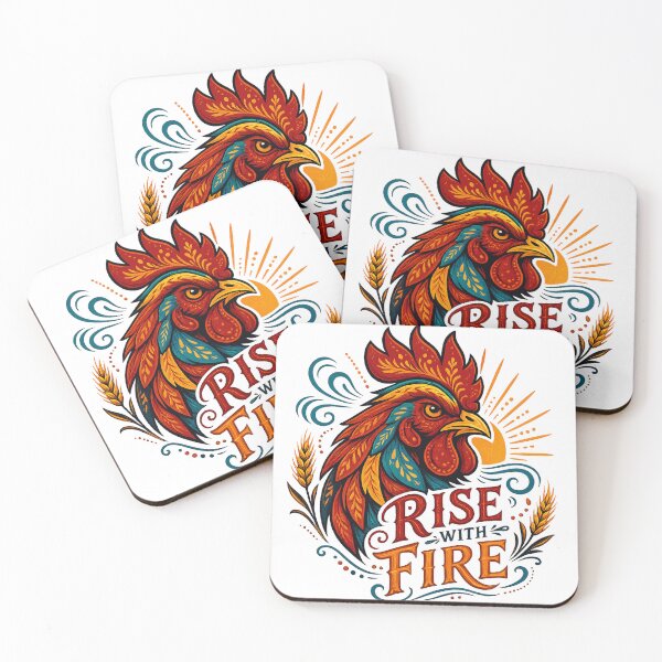 Item preview, Colorful Rooster Rise With Fire Bold Sunrise Rustic Farmhouse Inspirational Art designed and sold by inkoutninja.