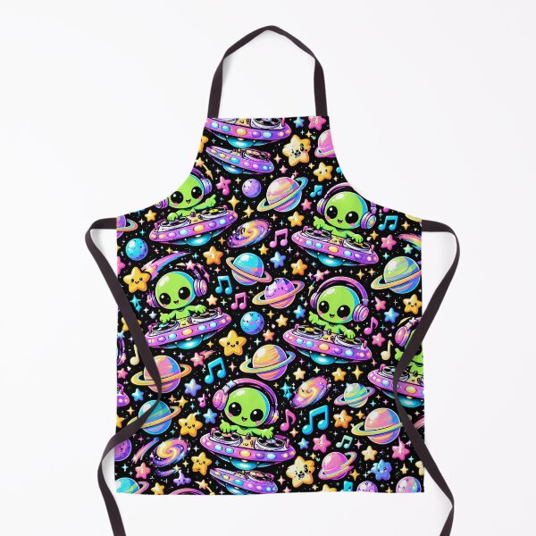 Item preview, Cute Alien DJ Mixing Neon Cosmic Beats designed and sold by Thai Vibe Studio.