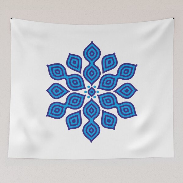 Item preview, Geometric Mandala Floral Pattern Art-Blue designed and sold by GrafecShop.