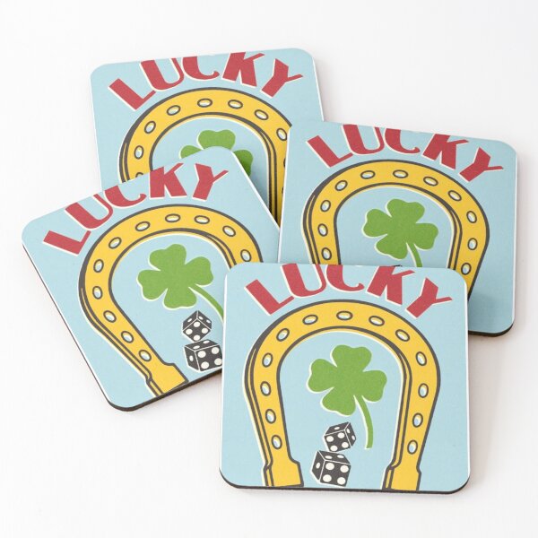 Item preview, Vintage lucky horseshoe clover dice poster designed and sold by ellmoswrld.