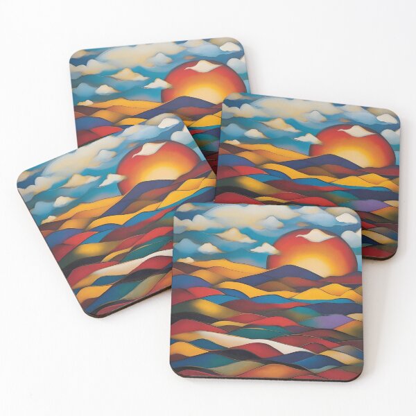 Item preview, Sunset Symphony – Colorful Rolling Hills Abstract Landscape designed and sold by tambanow.