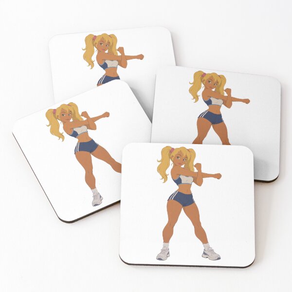 Item preview, Blonde Fitness Pin-Up – Retro Cartoon Athlete designed and sold by  Hollow Moon Studios..