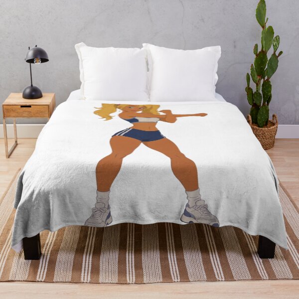 Item preview, Blonde Fitness Pin-Up – Retro Cartoon Athlete designed and sold by Hollow Moon Studios..