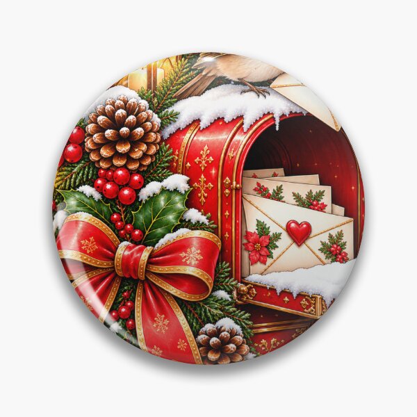 Item preview, Vintage Christmas Mailbox with Robin Watercolor designed and sold by Lilya-leven.