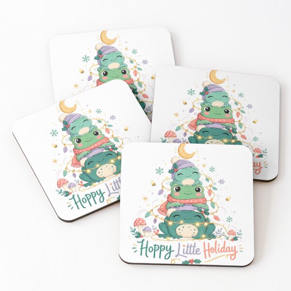 Item preview, Cute Christmas Frogs Hoppy Little Holiday Festive Kawaii Frog Stack Art designed and sold by inkoutninja.