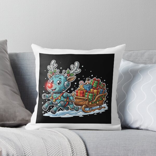 Item preview, "Cute Robot Reindeer Pulling Christmas Sleigh" designed and sold by addypowerwash.