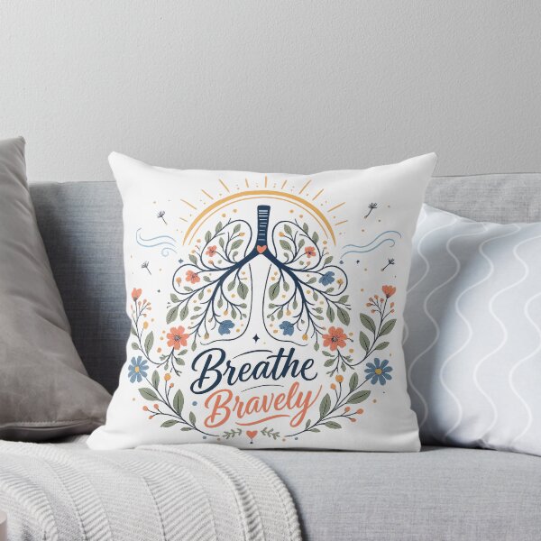 Item preview, Inspirational Lungs Floral Breathe Bravely Quote Botanical Mental Wellness Art designed and sold by inkoutninja.