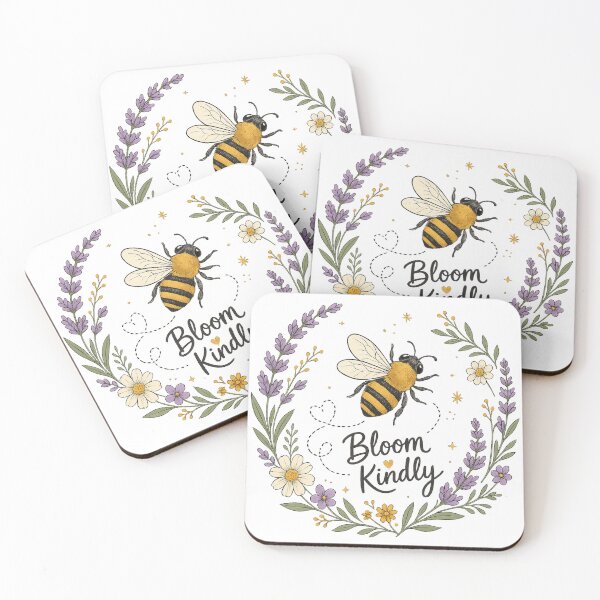 Item preview, Cute Bumblebee Bloom Kindly Quote Lavender Daisy Floral Cottagecore Nature Art designed and sold by inkoutninja.