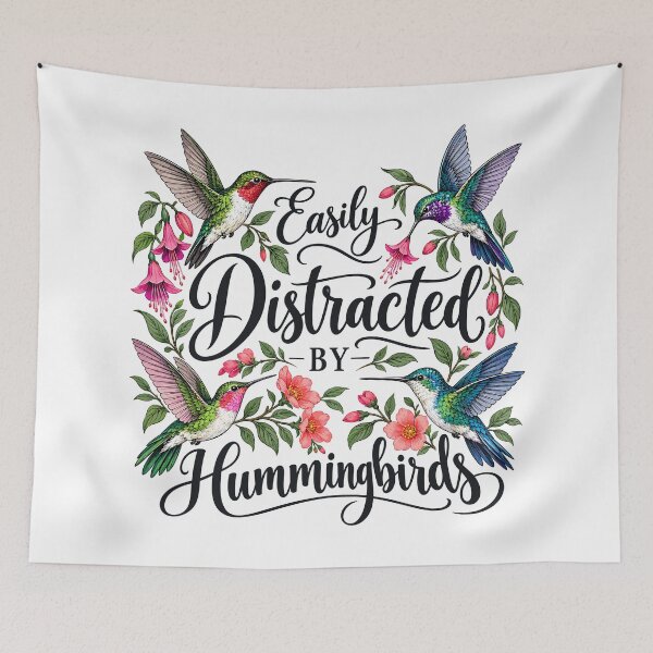 Item preview, Easily Distracted By Hummingbirds Floral Birdwatching designed and sold by andre-hollow.