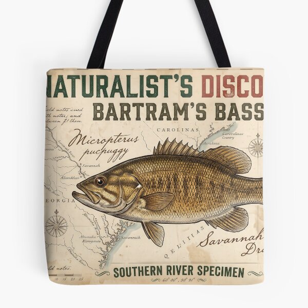 Item preview, Vintage Bartrams Bass Naturalist Discovery Map Art designed and sold by NobleCast .
