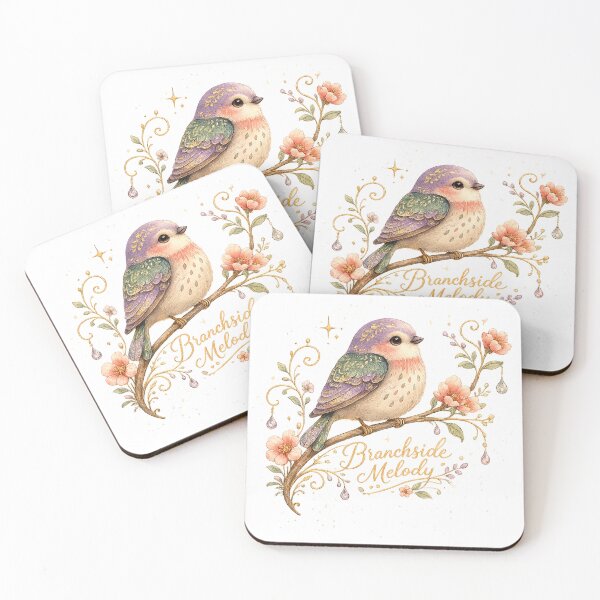 Item preview, Cute Pastel Songbird Branchside Melody Floral Cottagecore Botanical Art designed and sold by inkoutninja.