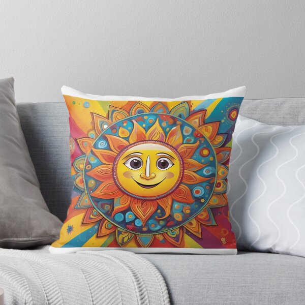 Item preview, Sunshine Smiles – Colorful Folk Art Sunburst designed and sold by tambanow.