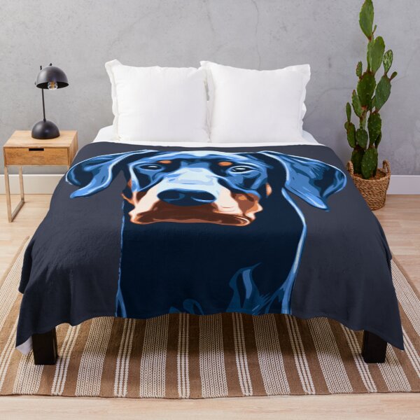 Item preview, Natural Ear Doberman Pinscher Portrait, Blue Pop Art Dog designed and sold by Etienne Ranc.