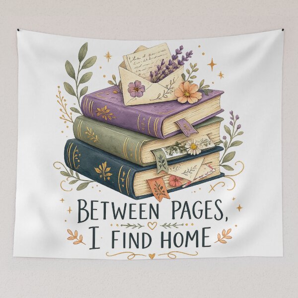 Item preview, Cozy Books Floral Cottagecore Book Lover Between Pages I Find Home Art designed and sold by inkoutninja.