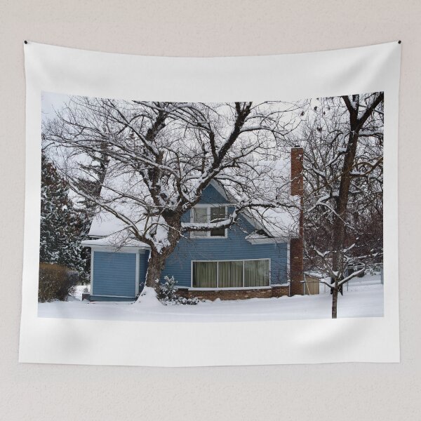 Item preview, Blue House in Snow designed and sold by MoreGoodArt.