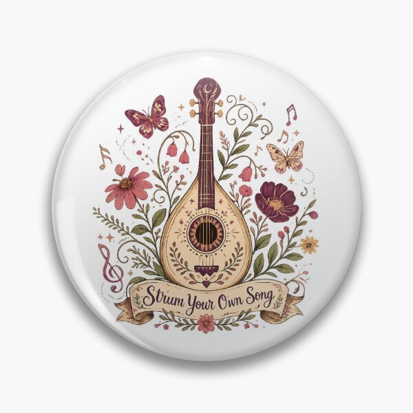 Item preview, Floral Mandolin Vintage Cottagecore Music Lover Strum Your Own Song Quote Art designed and sold by inkoutninja.