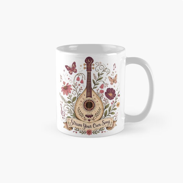 Item preview, Floral Mandolin Vintage Cottagecore Music Lover Strum Your Own Song Quote Art designed and sold by inkoutninja.