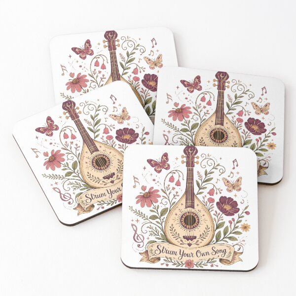 Item preview, Floral Mandolin Vintage Cottagecore Music Lover Strum Your Own Song Quote Art designed and sold by inkoutninja.