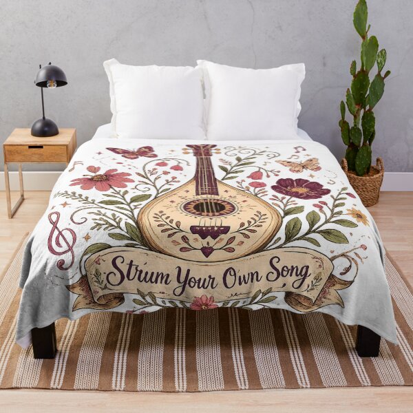 Item preview, Floral Mandolin Vintage Cottagecore Music Lover Strum Your Own Song Quote Art designed and sold by inkoutninja.