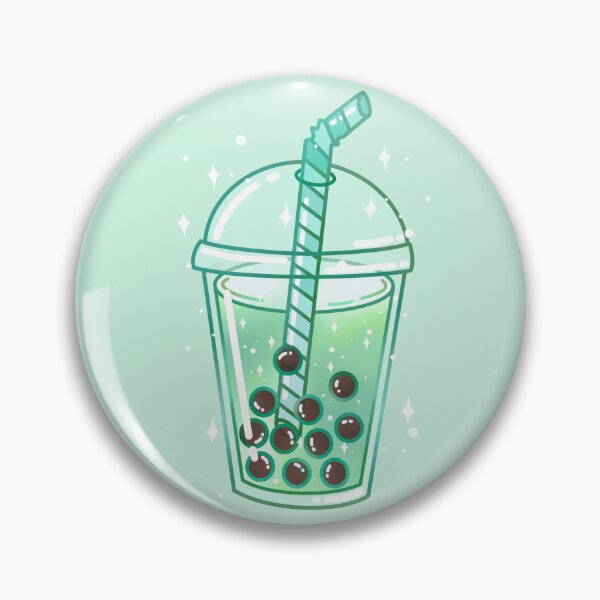 Aperçu de l'œuvre Kawaii Green Tea Matcha Boba Bubble Tea créée et vendue par Super Neon Pixels .