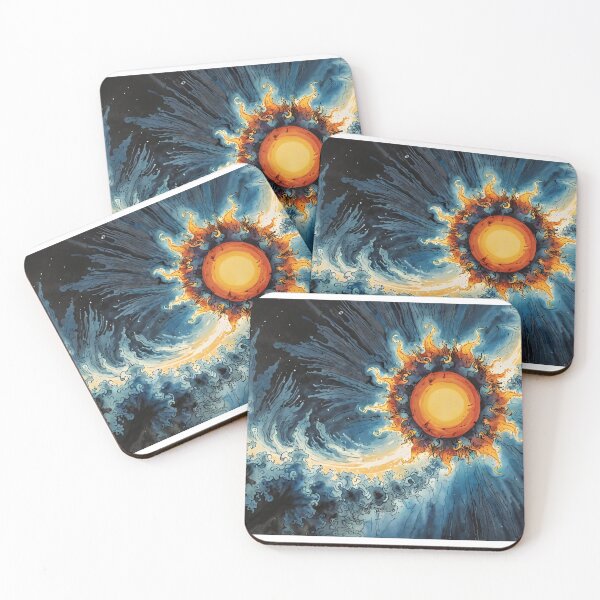 Item preview, Solar Tempest – Fiery Sun in a Swirling Cosmic Sky designed and sold by tambanow.