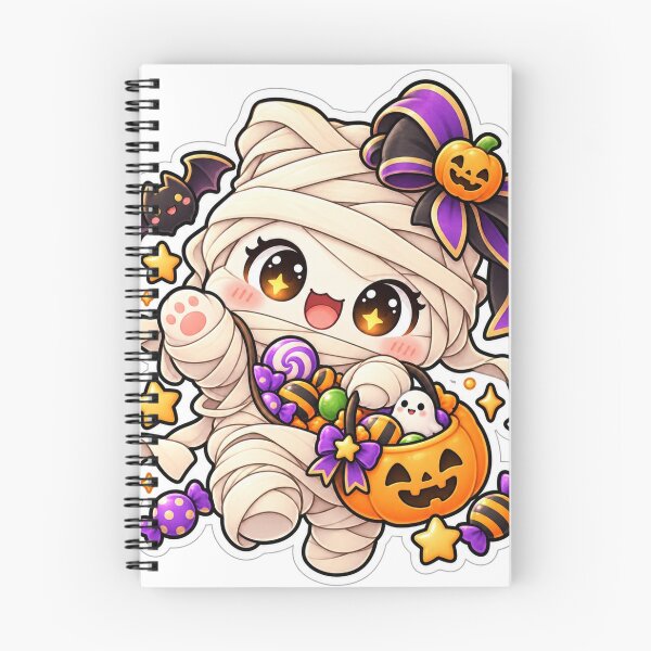 Item preview, Cute Kawaii Mummy Halloween Sticker with Candy Bucket designed and sold by Tiny Boo Studio.