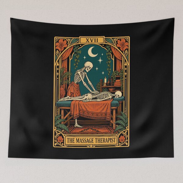 Item preview, The Massage Therapist Tarot Card Skeleton Gothic designed and sold by roni-harbor.