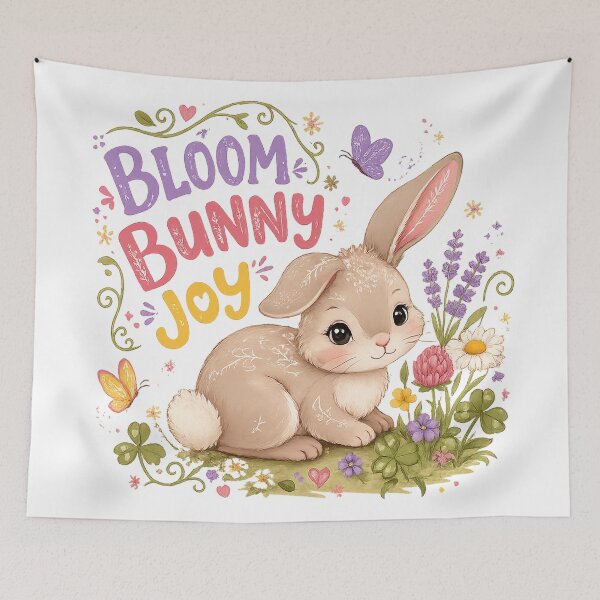 Item preview, Cute Spring Rabbit Floral Cottagecore Easter Bloom Bunny Joy Quote Art designed and sold by inkoutninja.