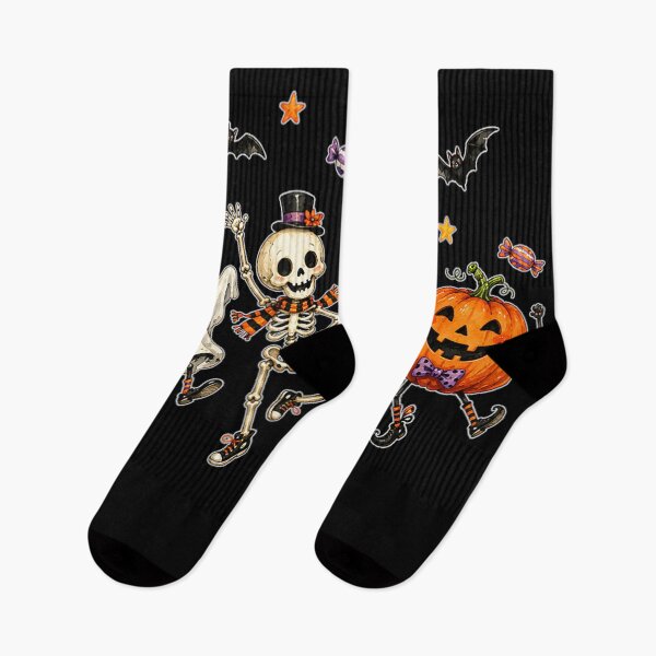 Item preview, Cute Black Cat Ghost Pumpkin Skeleton Funny Halloween Dance designed and sold by River Silva.