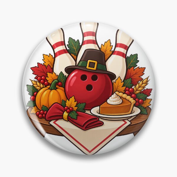 Item preview, Thanksgiving Bowling Ball and Pins with Pumpkin Pie designed and sold by skyartdesign.