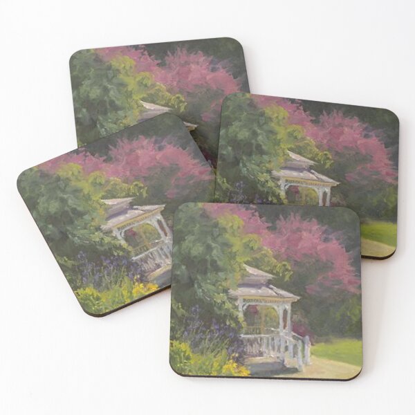Item preview, Gazebo Garden Oil Painting Serene Floral Landscape Hand Painted Fine Art designed and sold by Wildverdant.