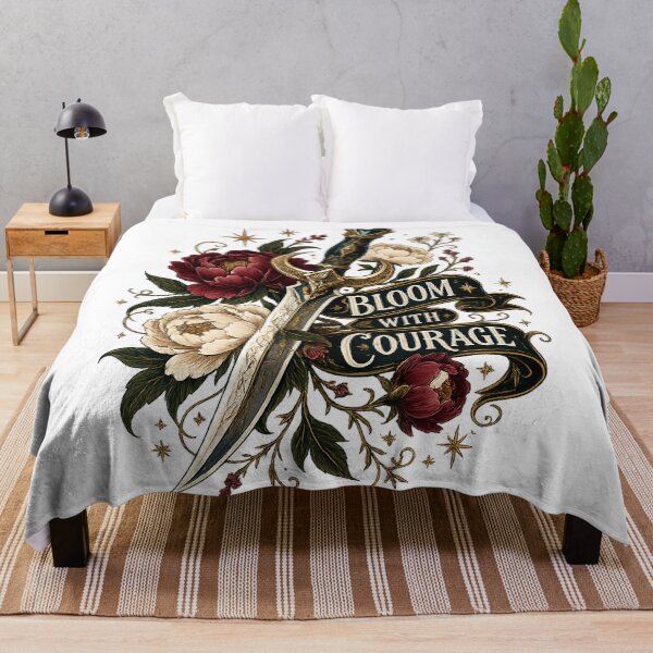 Item preview, Floral Fantasy Dagger Bloom With Courage Gothic Botanical Inspirational Art designed and sold by inkoutninja.