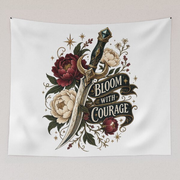 Item preview, Floral Fantasy Dagger Bloom With Courage Gothic Botanical Inspirational Art designed and sold by inkoutninja.