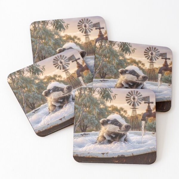 Item preview, Wandering Badger Has a Bath in the Outback designed and sold by Tridentulus.