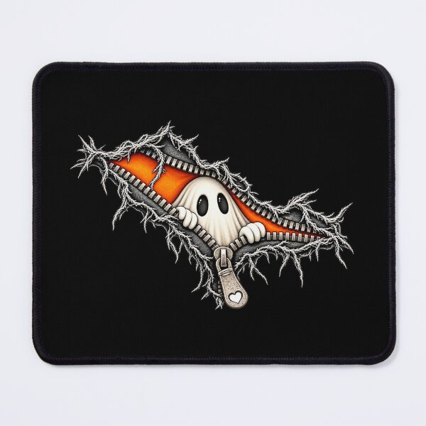 Item preview, Cute Halloween Ghost Peeking Through Ripped Zipper designed and sold by Taniyah Gomes.