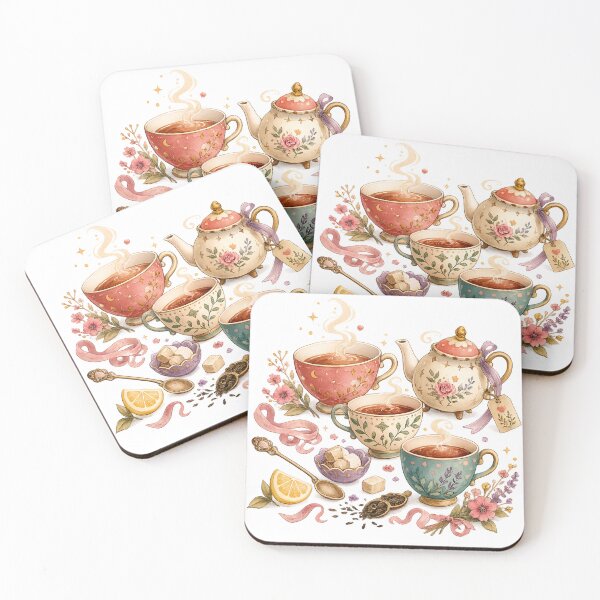 Item preview, Cozy Floral Tea Party Vintage Teacups Teapot Cottagecore Tea Lover Art designed and sold by inkoutninja.