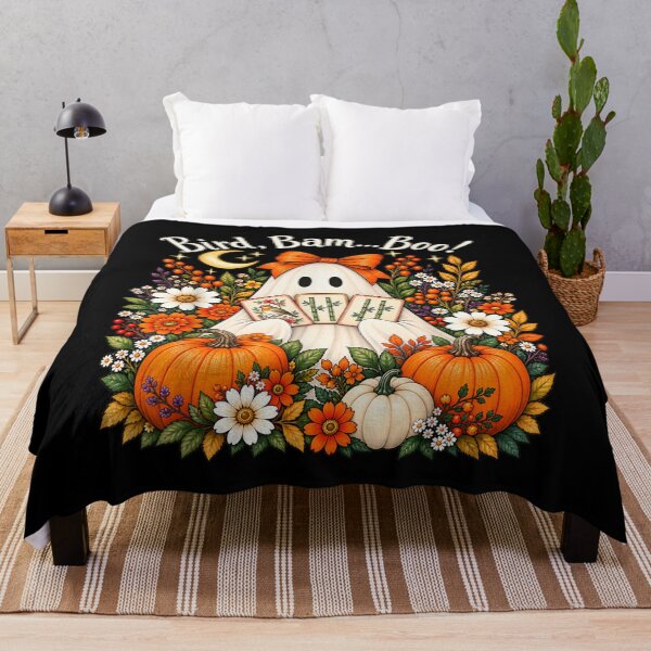 Item preview, Fall Pumpkin Boo Ghost Mahjong Tile Spooky Floral Halloween designed and sold by Taniyah Gomes.