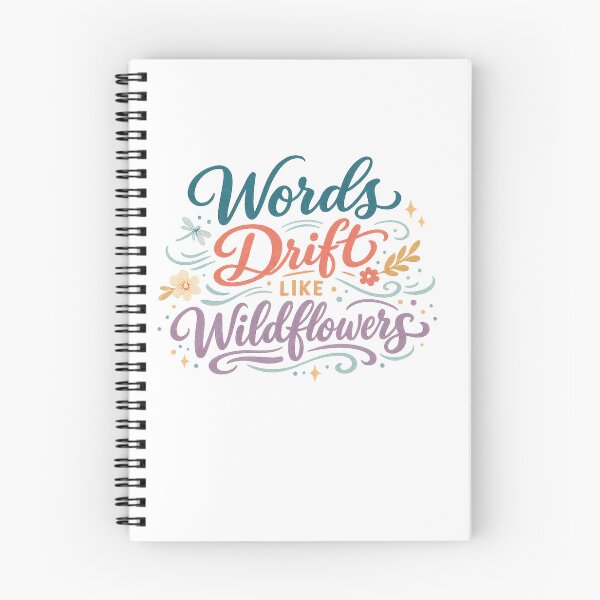 Item preview, Words Drift Like Wildflowers Inspirational Quote Floral Typography Boho Art designed and sold by inkoutninja.